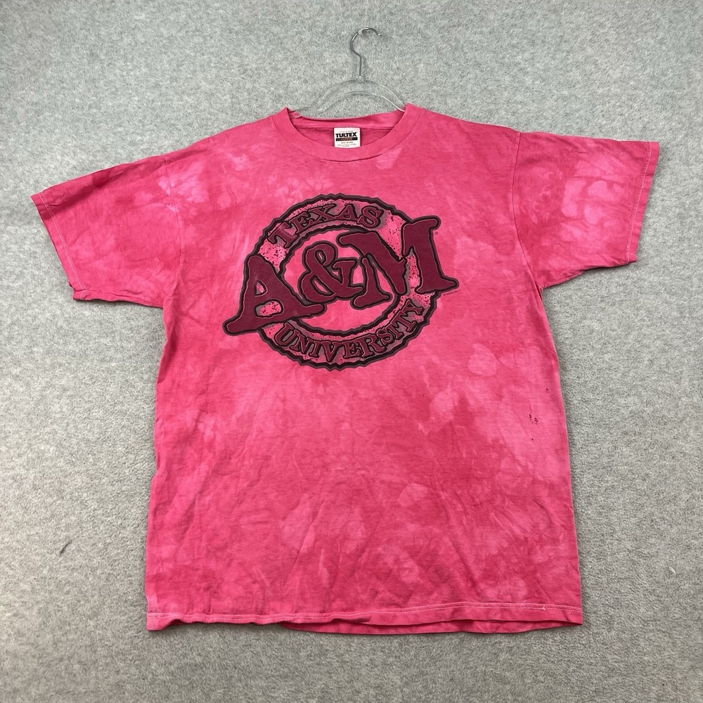Vintage 90s Texas A&M University Aggies T Shirt Mens XL Pink Red Tultex NCAA VTG